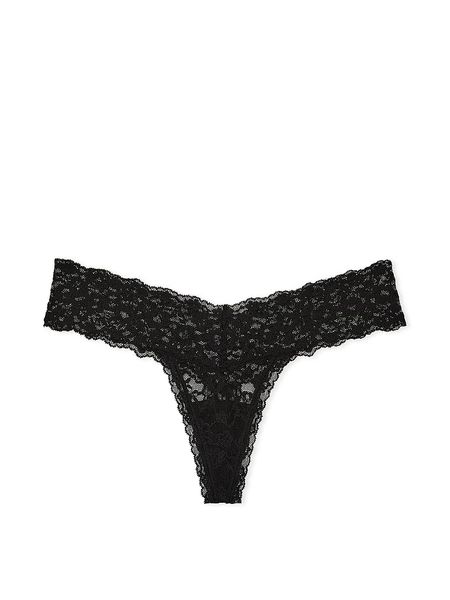 Мережевні Трусики Victoria's Secret Logo Cotton Thong Panty Black 26818091 фото