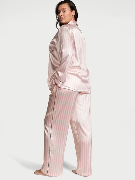 Піжама Victoria's Secret Satin Long Pajama Set Pink Stripe 26614012 фото