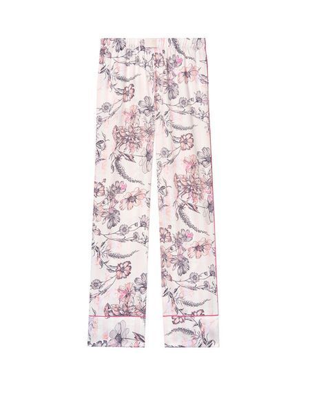 Жіночі домашні штани Victoria's Secret Satin Long Pink Floral Stripes &mdash; основне фото товару, вигляд спереду