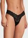 Мережевні Трусики Victoria's Secret Logo Cotton Thong Panty Black, Чорний, S