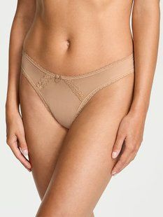 Трусики бразиліани Victoria's Secret Dream Angels Sheer Lace-Trim Brazilian Panty Praline &mdash; основне фото товару, вигляд спереду