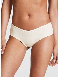 Бавовняні Трусики Victoria's Secret Cotton Cheekster Panty Beige &mdash; основне фото товару, вигляд спереду