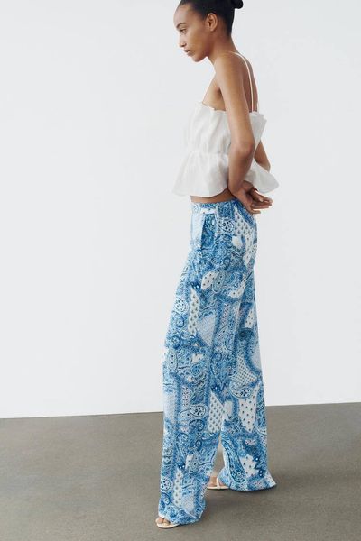 Костюм жіночий ZARA Paisley Print Shirt & Wide-Leg Trousers  25436546 фото