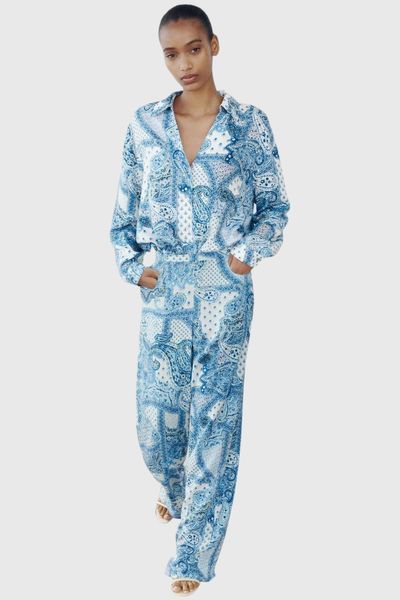 Костюм жіночий ZARA Paisley Print Shirt & Wide-Leg Trousers  25436546 фото