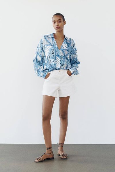 Костюм жіночий ZARA Paisley Print Shirt & Wide-Leg Trousers  25436546 фото