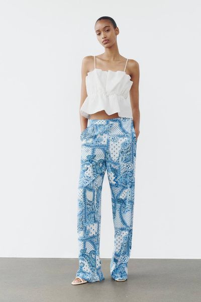 Костюм жіночий ZARA Paisley Print Shirt & Wide-Leg Trousers  25436546 фото