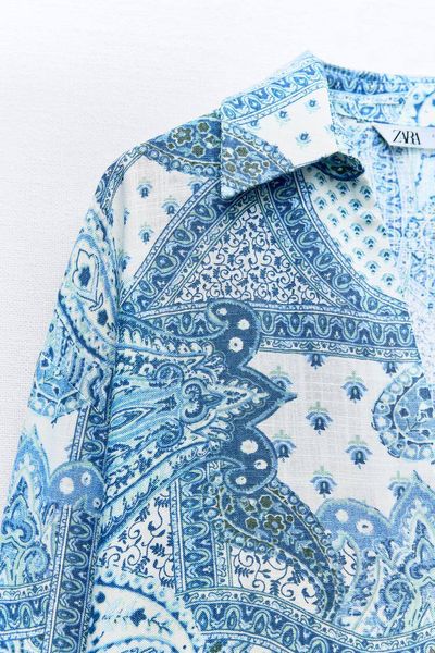 Костюм жіночий ZARA Paisley Print Shirt & Wide-Leg Trousers  25436546 фото