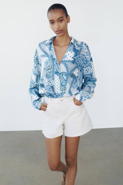 Костюм жіночий ZARA Paisley Print Shirt & Wide-Leg Trousers  25436546 фото