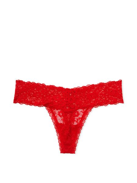 Мережевні Трусики Victoria's Secret Logo Cotton Thong Panty Red 26645593 фото