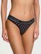 Хлопковые трусики стринги Victoria's Secret Logo Cotton Thong Panty Black Logo Hearts 26987574 фото 1