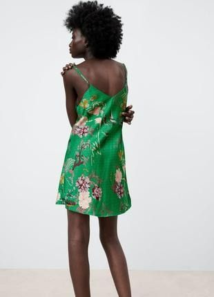 Сукня жіноча Zara Satin Flowered Print Green Dress 8208\057\500 фото