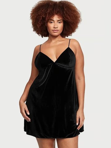 Нічна сорочка жіноча Victoria's Secret Velvet Slip Dress Black 26710798 фото