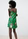 Сукня жіноча Zara Satin Flowered Print Green Dress, Зелений, S