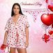 Набір Victoria's Secret Сатинова Піжама Glazed Satin Heart Short Pajama Set + Трусики White Kisses Thong Knickers &mdash; фото , вигляд з різних ракурсів
