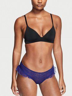 Кружевные трусики Victoria's Secret The Lacie Cheeky Panty Navy 26567661 фото