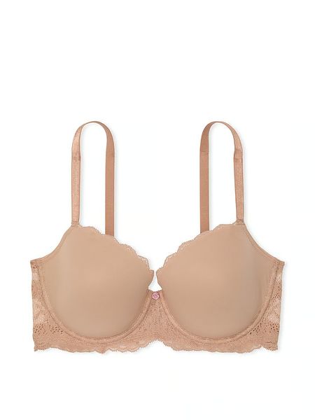 Комплект білизни Victoria's Secret Dream Angels Smooth & Lace Lightly Lined Classic Coverage Demi Bra  & Lace-Trim Thong Panty Praline 432\181 фото