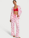 Піжама Сатинова  Victoria's Secret Glazed Satin Long Pajama Set Coconut White & Lipstick Kisses &mdash; фото , вигляд з різних ракурсів