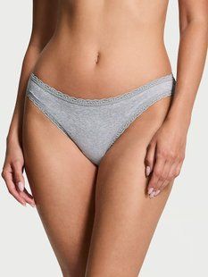 Трусики Victoria's Secret Cotton Lace-Waist Bikini Panty 26861298 фото