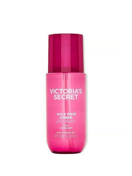 Подарунковий набір Victoria's Secret Wild Rose Amber Hydrating Body Lotion + Hair & Body Mist + Body & Massage Oil &mdash; основне фото товару, вигляд спереду