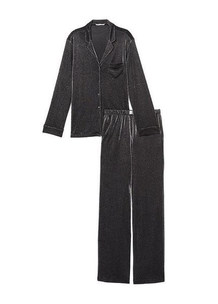 Піжама Victoria's Secret Shimmer Knit Long Pajama Set Silver &mdash; основне фото товару, вигляд спереду