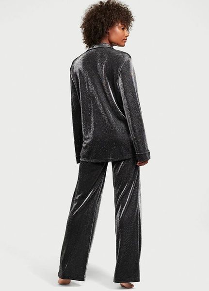 Піжама Victoria's Secret Shimmer Knit Long Pajama Set Silver &mdash; основне фото товару, вигляд спереду