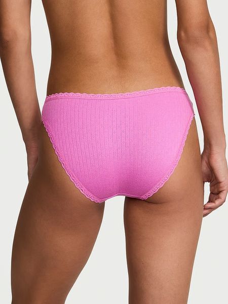 Хлопковые трусики Victoria's Secret Cotton Pointelle Lace-Trim Bikini Panty 27028846 фото