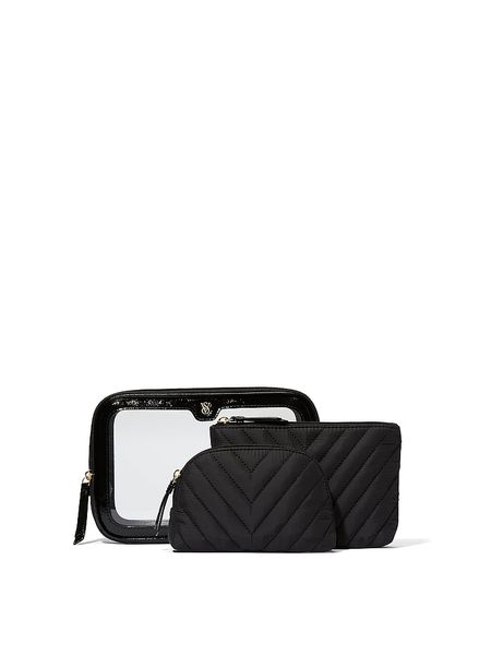 Косметичка Victoria's Secret 3-Piece Makeup Bag Black 26772837 фото