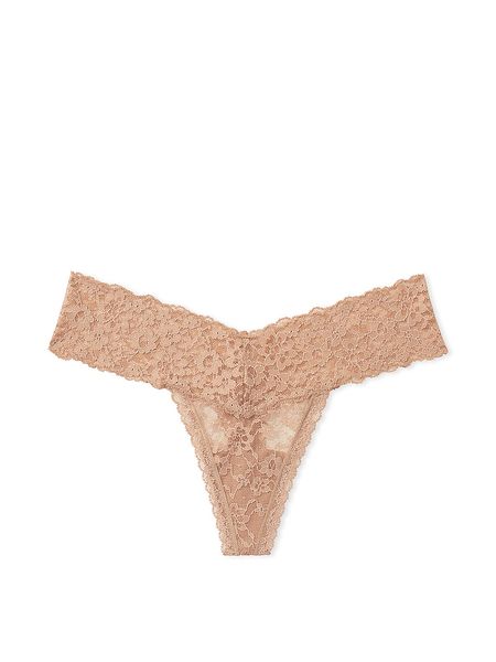 Мережевні Трусики Victoria's Secret Logo Cotton Thong Panty Biege 26645360 фото