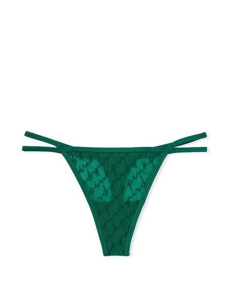 Трусики стринги Victoria&rsquo;s Secret Logo Mesh Thong Panty Green 26695729 фото