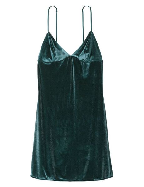 Нічна сорочка жіноча Victoria's Secret Velvet Slip Dress Green 26710249 фото