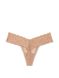 Мережевні Трусики Victoria's Secret Logo Cotton Thong Panty Biege, Бежевий, S