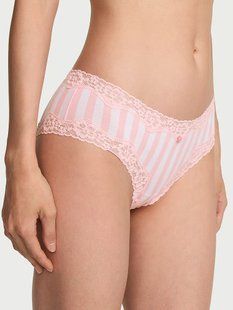 Трусики Victoria's Secret Cotton Lace-Waist Cheeky Panty 27271852 фото