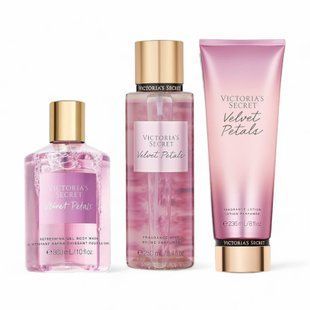 Подарунковий набір Victoria's Secret Velvet Petals Fragrance Mist + Lotion + Gel Body Wash &mdash; основне фото товару, вигляд спереду