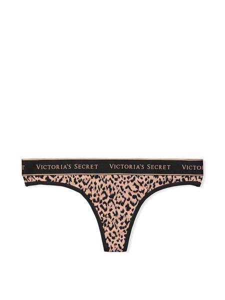 Бавовняні Трусики Victoria's Secret Logo Cotton Thong Panty &mdash; основне фото товару, вигляд спереду