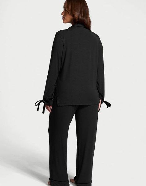 Піжама Модал Victoria's Secret Modal Soft Velvet-Trim Long Pajama Set Black &mdash; основне фото товару, вигляд спереду