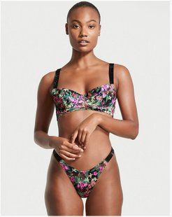 Купальник Victoria's Secret Shine Strap Wicked Bikini Top & Brazilian Bottom Black Palm 26473769-26473406а фото
