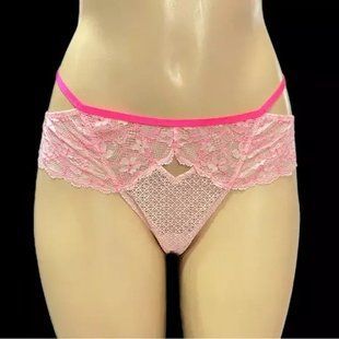 Трусики стринги Victoria's Secret Dream Angels Wide Side Lace Sides Thong Panty Pink 24347698 фото