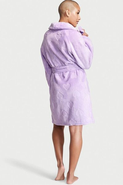 Халат Victoria's Secret Short Cozy Robe Petal Purple Plush Heart 26575230 фото