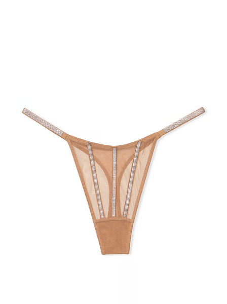 Трусики Victoria's Secret Sheer Shine Thong Panty Toffee  26814483 фото