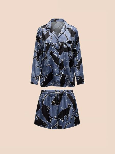 Пижама Сатиновая Victoria's Secret ADORE ME Sammie Sleep Set Puuuurr-Fect 27468756 фото