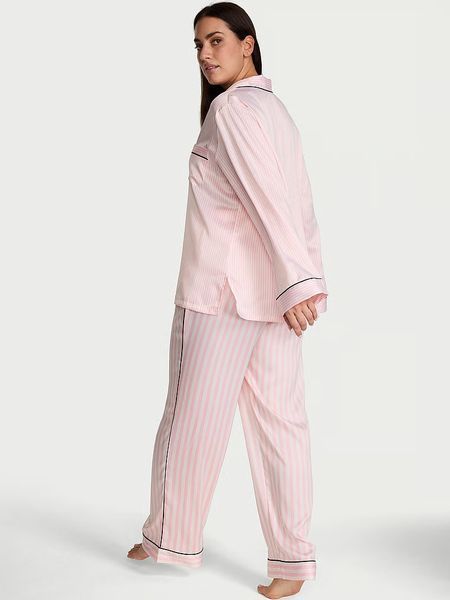 Піжама Victoria's Secret Signature Satin Long Pajama Set Pink &mdash; основне фото товару, вигляд спереду