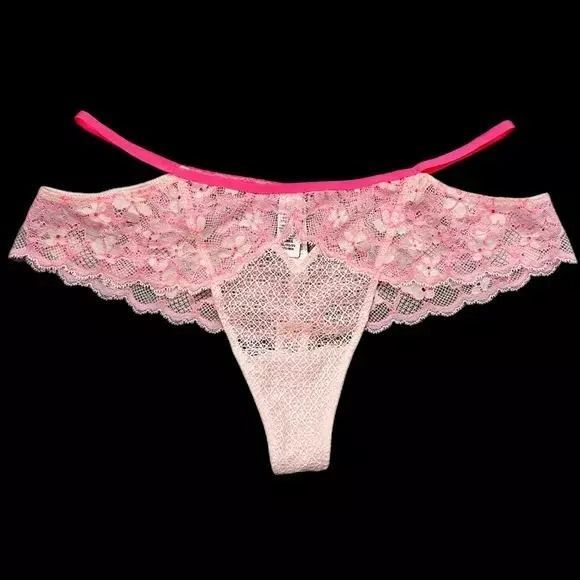 Трусики стринги Victoria's Secret Dream Angels Wide Side Lace Sides Thong Panty Pink 24347698 фото