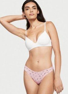 Хлопковые трусики Victoria's Secret Cotton Thong Panty Print 26477323 фото