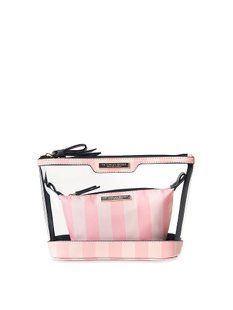 Косметичка Victoria's Secret 2 в 1 Piece Makeup Bag Pink Stripe &mdash; основне фото товару, вигляд спереду