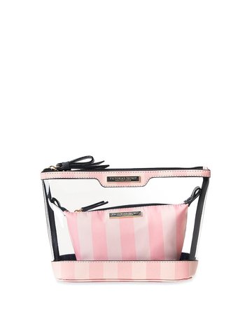 Косметичка Victoria's Secret 2 в 1 Piece Makeup Bag Pink Stripe 26208540 фото