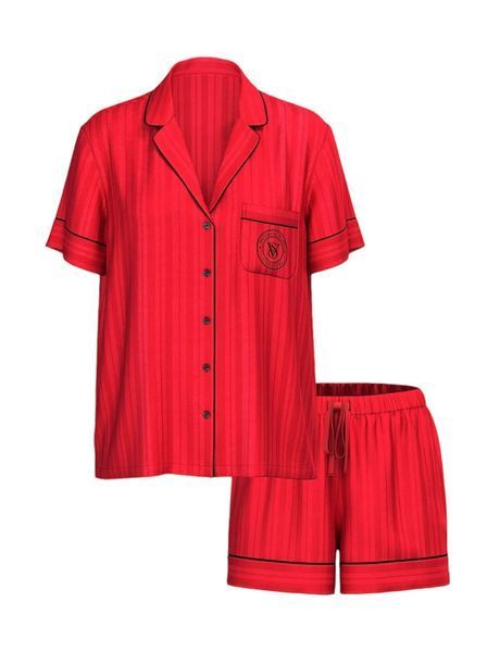 Подарунковий набір Victoria's Secret Піжама Сатинова Satin Short Pajama Set + Набір парфумів Fragrance Discovery Gift Set &mdash; основне фото товару, вигляд спереду