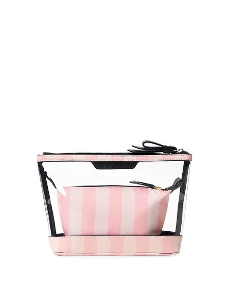 Косметичка Victoria's Secret 2 в 1 Piece Makeup Bag Pink Stripe 26208540 фото