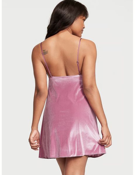 Нічна сорочка жіноча Victoria's Secret Velvet Slip Dress Pink 26710709 фото