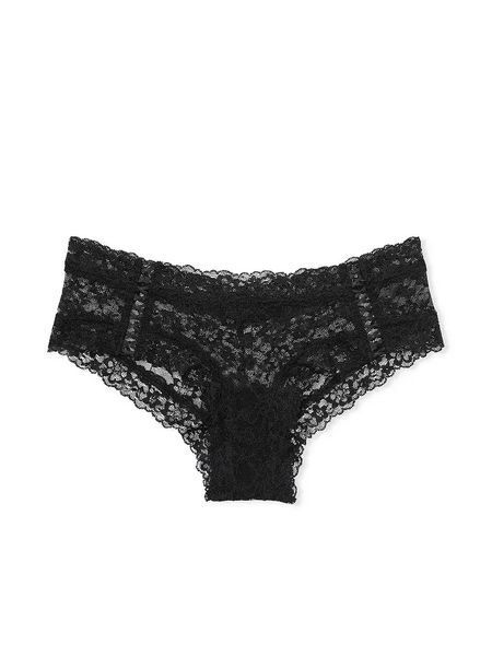 Трусики чікі Victoria's Secret Floral Lace Cheeky Panty Black &mdash; основне фото товару, вигляд спереду