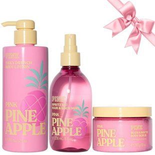 Подарочный набор Victoria's Secret & PINK Pineapple Hair & Body Mist + Body Scrub + Body Lotion 882/884/885 фото